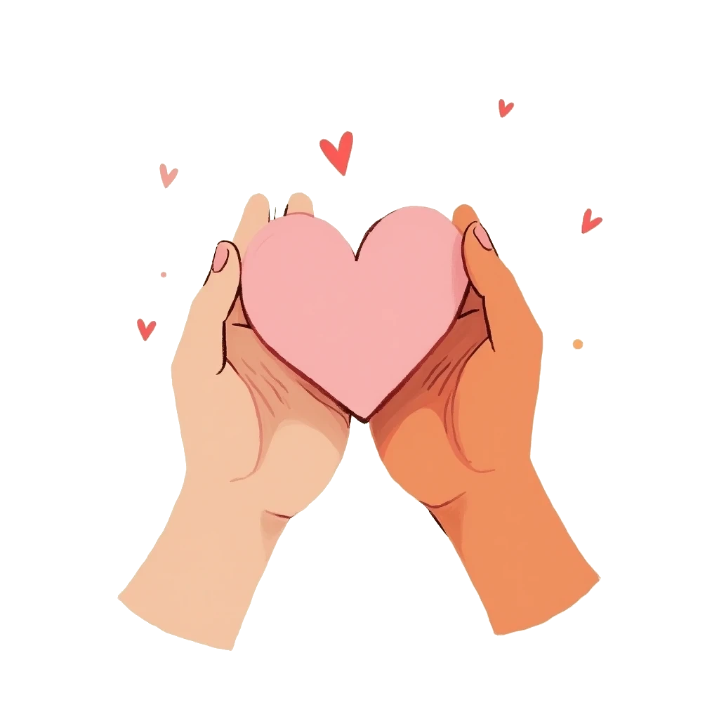 Illustration of hands holding a heart